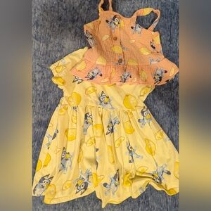 Yellow Bluey Dress And Tank Top